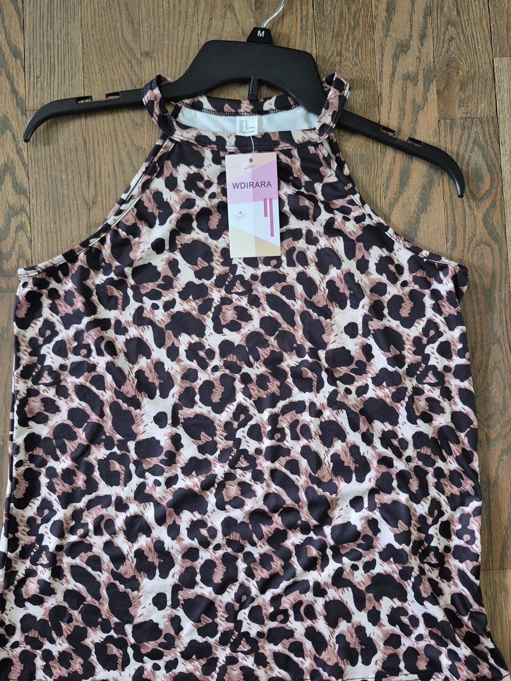 Pink Leopard Halter Neck Women's Top